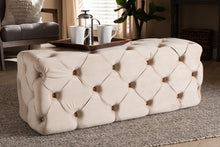 Load image into Gallery viewer, Baxton Studio Jasmine Modern Contemporary Glam and Luxe Beige Velvet Fabric Upholstered Button Tufted Bench Ottoman

