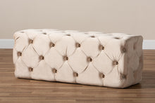 Load image into Gallery viewer, Baxton Studio Jasmine Modern Contemporary Glam and Luxe Beige Velvet Fabric Upholstered Button Tufted Bench Ottoman
