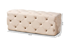Load image into Gallery viewer, Baxton Studio Jasmine Modern Contemporary Glam and Luxe Beige Velvet Fabric Upholstered Button Tufted Bench Ottoman
