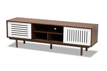 Load image into Gallery viewer, Baxton Studio Meike Mid-Century Modern Two-Tone Walnut Brown and White Finished Wood TV Stand
