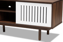 Load image into Gallery viewer, Baxton Studio Meike Mid-Century Modern Two-Tone Walnut Brown and White Finished Wood TV Stand
