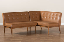 Load image into Gallery viewer, Baxton Studio Arvid Mid-Century Modern Tan Faux Leather Upholstered and Walnut Brown Finished 2-Piece Wood Dining Nook Banquette Set
