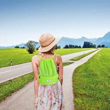 Load image into Gallery viewer, Drawstring Backpack String Bag Foldable Sports Sack with Zipper Pocket-Green
