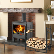 Load image into Gallery viewer, 30 Inch Firewood Rack with 4 Tool Set Kindling Holders for Indoor and Outdoor
