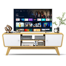 Load image into Gallery viewer, Mid Century TV Stand for TVs up to 55 Inch Media Console Table Sliding Door-Natural
