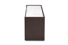 Load image into Gallery viewer, Baxton Studio Walker Modern and Contemporary Dark Brown and Gold Finished Wood TV Stand with Faux Marble Top

