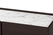Load image into Gallery viewer, Baxton Studio Walker Modern and Contemporary Dark Brown and Gold Finished Wood TV Stand with Faux Marble Top
