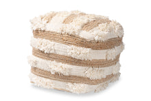 Load image into Gallery viewer, Baxton Studio Basque Modern and Contemporary Moroccan Inspired Natural and Ivory Handwoven Wool Blend Pouf Ottoman
