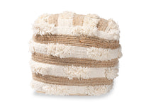 Load image into Gallery viewer, Baxton Studio Basque Modern and Contemporary Moroccan Inspired Natural and Ivory Handwoven Wool Blend Pouf Ottoman
