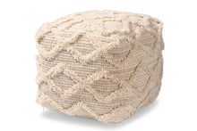 Load image into Gallery viewer, Baxton Studio Carilyn Modern and Contemporary Moroccan Inspired Ivory Handwoven Wool Blend Pouf Ottoman
