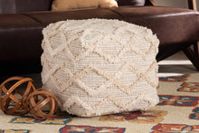 Load image into Gallery viewer, Baxton Studio Carilyn Modern and Contemporary Moroccan Inspired Ivory Handwoven Wool Blend Pouf Ottoman
