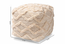 Load image into Gallery viewer, Baxton Studio Carilyn Modern and Contemporary Moroccan Inspired Ivory Handwoven Wool Blend Pouf Ottoman
