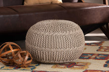 Load image into Gallery viewer, Baxton Studio Palmas Modern and Contemporary Bohemian Beige Handwoven Pet Yarn Pouf Ottoman
