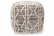 Load image into Gallery viewer, Baxton Studio Sentir Modern and Contemporary Moroccan Inspired Ivory and Black Handwoven Wool Blend Pouf Ottoman
