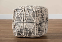 Load image into Gallery viewer, Baxton Studio Sentir Modern and Contemporary Moroccan Inspired Ivory and Black Handwoven Wool Blend Pouf Ottoman
