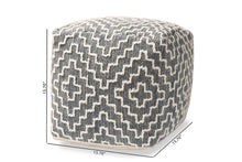 Load image into Gallery viewer, Baxton Studio Benjamin Modern and Contemporary Bohemian Grey and Ivory Handwoven Cotton Blend Pouf Ottoman
