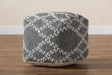 Load image into Gallery viewer, Baxton Studio Geyne Modern and Contemporary Bohemian Grey and Ivory Handwoven Cotton Blend Pouf Ottoman
