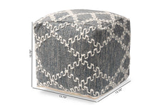 Load image into Gallery viewer, Baxton Studio Geyne Modern and Contemporary Bohemian Grey and Ivory Handwoven Cotton Blend Pouf Ottoman
