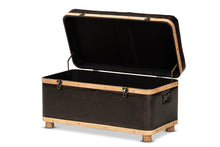 Load image into Gallery viewer, Baxton Studio Gendry Modern Rustic Transitional Dark Brown Faux Leather Upholstered and Oak Brown Finished Wood Large Storage Ottoman
