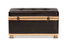 Load image into Gallery viewer, Baxton Studio Gendry Modern Rustic Transitional Dark Brown Faux Leather Upholstered and Oak Brown Finished Wood Large Storage Ottoman
