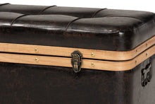 Load image into Gallery viewer, Baxton Studio Gendry Modern Rustic Transitional Dark Brown Faux Leather Upholstered and Oak Brown Finished Wood Large Storage Ottoman
