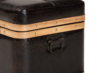 Load image into Gallery viewer, Baxton Studio Gendry Modern Rustic Transitional Dark Brown Faux Leather Upholstered and Oak Brown Finished Wood Large Storage Ottoman
