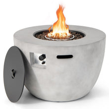Load image into Gallery viewer, 36 Inch Round Concrete Propane Fire Pit Table with Lava Rocks PVC Cover 50000 BTU
