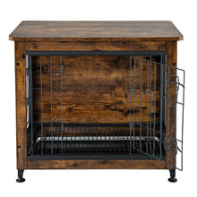 Load image into Gallery viewer, Wooden Dog Crate Furniture with Tray and Double Door-Brown
