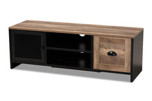 Load image into Gallery viewer, Baxton Studio Connell Modern and Contemporary Industrial Two-Tone Natural Brown and Black Finished Wood and Black Metal 2-Door TV Stand
