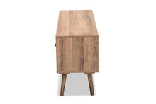 Load image into Gallery viewer, Baxton Studio Yuna Mid-Century Modern Transitional Natural Brown Finished Wood and Black Metal 2-Door TV Stand
