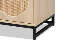 Load image into Gallery viewer, Baxton Studio Ardon Bohemian Light Brown Finished Wood and Black Metal 2-Door TV Stand with Natural Rattan

