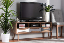 Load image into Gallery viewer, Baxton Studio Leane Modern and Contemporary Natural Brown Finished and Multi-Colored Wood 3-Drawer TV Stand
