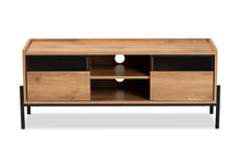 Load image into Gallery viewer, Baxton Studio Tasman Modern and Contemporary Industrial Natural Brown Finished Wood and Black Metal 2-Door TV Stand
