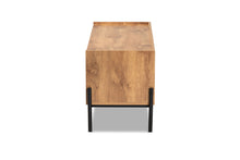 Load image into Gallery viewer, Baxton Studio Tasman Modern and Contemporary Industrial Natural Brown Finished Wood and Black Metal 2-Door TV Stand
