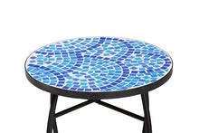 Load image into Gallery viewer, Baxton Studio Gaenor Modern and Contemporary Black Metal and Blue Glass Plant Stand
