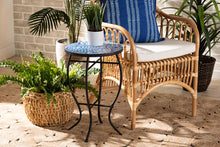 Load image into Gallery viewer, Baxton Studio Gaenor Modern and Contemporary Black Metal and Blue Glass Plant Stand
