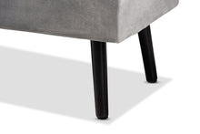 Load image into Gallery viewer, Baxton Studio Caine Modern and Contemporary Grey Velvet Fabric Upholstered and Dark Brown Finished Wood Storage Bench
