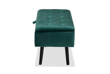 Load image into Gallery viewer, Baxton Studio Caine Modern and Contemporary Green Velvet Fabric Upholstered and Dark Brown Finished Wood Storage Bench

