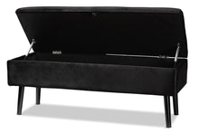Load image into Gallery viewer, Baxton Studio Caine Modern and Contemporary Black Velvet Fabric Upholstered and Dark Brown Finished Wood Storage Bench
