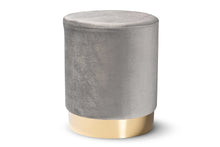 Load image into Gallery viewer, Baxton Studio Chaela Contemporary Glam and Luxe Grey Velvet Fabric Upholstered and Gold Finished Metal Ottoman

