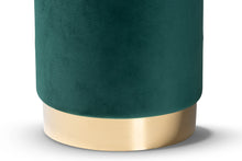 Load image into Gallery viewer, Baxton Studio Chaela Contemporary Glam and Luxe Green Velvet Fabric Upholstered and Gold Finished Metal Ottoman
