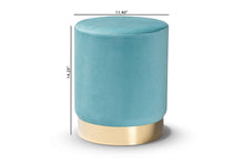 Load image into Gallery viewer, Baxton Studio Chaela Contemporary Glam and Luxe Sky Blue Velvet Fabric Upholstered and Gold Finished Metal Ottoman
