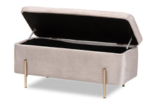 Load image into Gallery viewer, Baxton Studio Rockwell Contemporary Glam and Luxe Grey Velvet Fabric Upholstered and Gold Finished Metal Storage Bench
