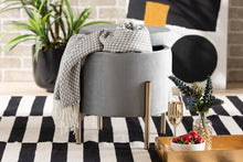 Load image into Gallery viewer, Baxton Studio Malina Contemporary Glam and Luxe Grey Velvet Fabric Upholstered and Gold Finished Metal Storage Ottoman
