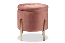 Load image into Gallery viewer, Baxton Studio Malina Contemporary Glam and Luxe Pink Velvet Fabric Upholstered and Gold Finished Metal Storage Ottoman
