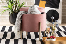 Load image into Gallery viewer, Baxton Studio Malina Contemporary Glam and Luxe Pink Velvet Fabric Upholstered and Gold Finished Metal Storage Ottoman
