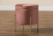 Load image into Gallery viewer, Baxton Studio Malina Contemporary Glam and Luxe Pink Velvet Fabric Upholstered and Gold Finished Metal Storage Ottoman
