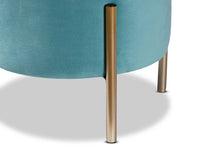 Load image into Gallery viewer, Baxton Studio Malina Contemporary Glam and Luxe Sky Blue Velvet Fabric Upholstered and Gold Finished Metal Storage Ottoman
