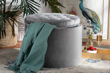Load image into Gallery viewer, Baxton Studio Livana Contemporary Glam and Luxe Grey Velvet Fabric Upholstered Storage Ottoman
