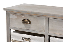 Load image into Gallery viewer, Baxton Studio Mabyn Modern and Contemporary Light Grey Finished Wood 3-Drawer Storage Bench with Baskets
